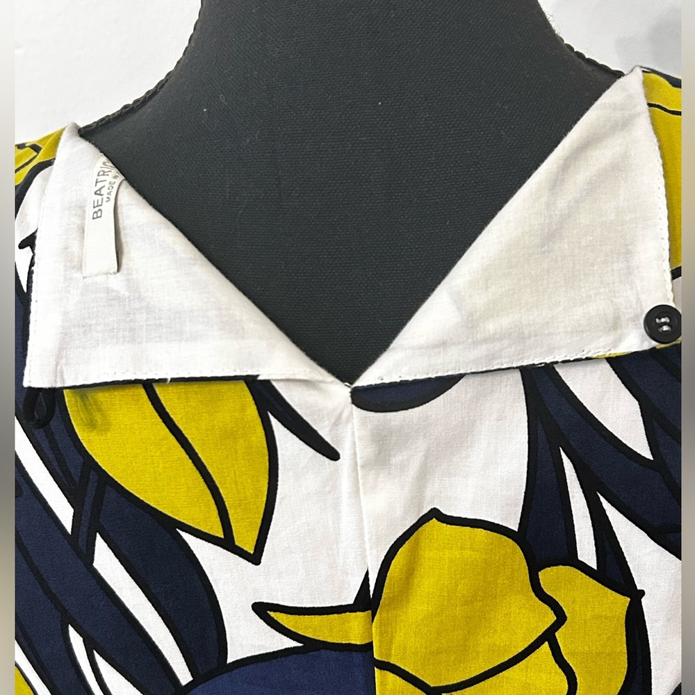 Beatrice .b Cotton-lined Blue and Yellow Floral
Sleeveless Dress-Sz 4 - Picture 5 of 13